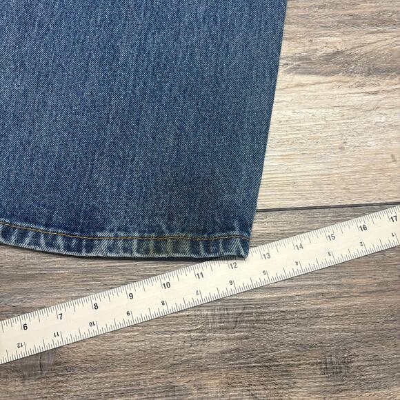 Levis 505 Red Tab Blue Mens 42x31 Regular Fit Straight Leg Mid Wash Denim Jeans - Picture 5 of 14